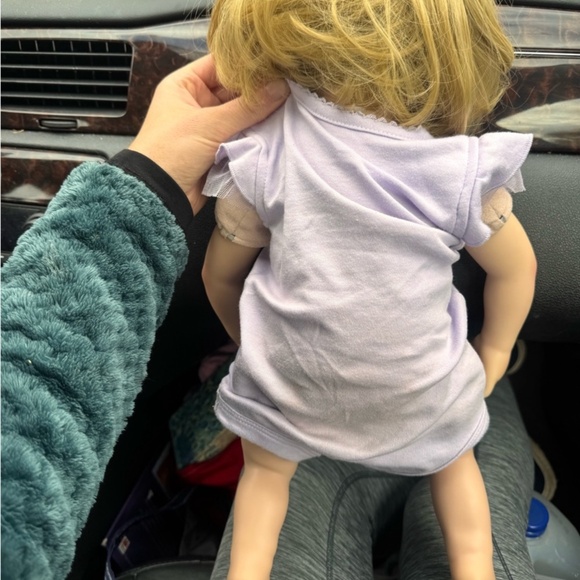 REBORN toddler doll features soft blonde hair and a lavender outfit, perfe - Picture 5 of 6